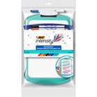 BIC - Intensity Marqueurs à pointe arrondie et trousse d’effaçage à sec - couleurs assorties - Paquet de 12-Marqueur effaçable à sec avec pointe conique.