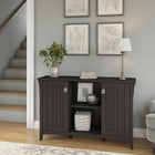 Bush Furniture - Armoire de rangement Salinas avec portes, noir Vintage (SAS147VB-03)-Dimensions (po, assemblé) : 30 haut. x 46 2/9 lar. x 12 3/4 prof.