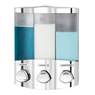 Euro – Distributeur à savon Trio, chrome-Ce distributeur à savon polyvalent peut être installé dans un coin ou à plat sur un mur