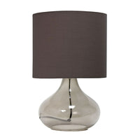Lampe de table en verre goutte d'eau Simple Designs avec abat-jour en tissu, gris fumée avec abat-jour gris-Lampe de table