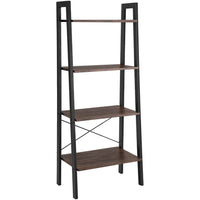 Vasagle - Étagère échelle de style industriel à 4 niveaux - Brun foncé-Ultra-durable