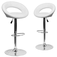 Nicer Furniture - tabouret de bar la lune - blanc - 2 pièces-Les coussins rembourrés en PU ajoutent un confort supplémentaire, un soutien du dos de 10 3/4 pouces de haut.