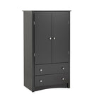 PrepacMC – Armoire à 2 tiroirs de bois composite Sonoma, noir-Bois composite stratifié noir de fabrication robuste MDF
