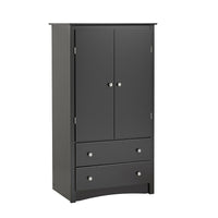 PrepacMC – Armoire à 2 tiroirs de bois composite Sonoma, noir-Bois composite stratifié noir de fabrication robuste MDF