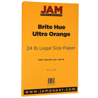 Jam PaperM” Papier de couleur orange, format légal, 100 feuiiles/paquet-Dimensions : 8,5 larg. x 14 long. (po)
