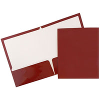 JAM Paper Chemises de présentation lustrées à 2 pochettes, 9 1/4 x 11 1/2 po, marron, 12/paq.-Marron