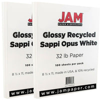 JAM Paper Papier glacé recto-verso, 8,5 po x 11 po, 32 lb, blanc, 100 (01034701dg)-Le papier cartonné blanc glacé offre une option durable et fiable pour vos projets de toutes sortes