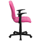 Flash Furniture - Chaise de travail GO-1691-1-PINK-A-GG en vinyle à dossier mi-dos avec accoudoirs fixes, rose-Dossier mi-hauteur