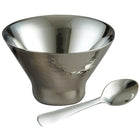 Elegance – Bol Aster avec cuillère, acier inoxydable martelé, double paroi-L’ensemble comprend : 1 pièce