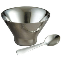 Elegance – Bol Aster avec cuillère, acier inoxydable martelé, double paroi-L’ensemble comprend : 1 pièce