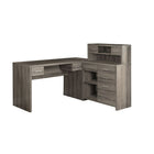 Monarch Specialties - 7318 Bureau - Taupe Fonce De Coin Cote Droit Ou Gauche-Ce bureau d'ordinateur moderne en forme de L avec rangement et huche se caractérise par une construction à panneaux épais en finition stratifiée aspect bois brun taupe.