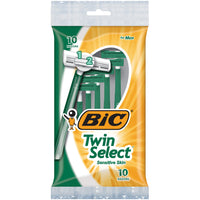 BIC - Rasoirs Twin Select Sensitive deux lames pour peau sensible pour hommes - vert - paquet de 10-
Ensemble de 10 rasoirs jetables BIC Twin Select, 10 rasoirs jetables pour hommes