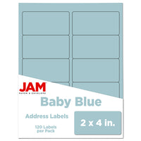 JAM Paper - Étiquette d'adresse laser/jet d'encre - 2 po x 4 po - Bleu bébé - Paquet de 120-Emballage anglais seulement