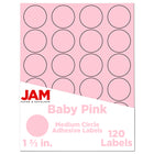 JAM Paper - Joints d'autocollants pour étiquettes circulaires - 1 2/3 po de diamètre - Pastel rose bébé - Paquet de 120-Emballage anglais seulement