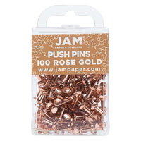 JAM Paper – Punaises, or rose, 2 paquets de 100, total de 200 (22432063a)-Plastique or rose avec pointe métallique