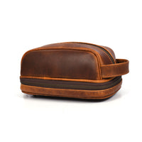 Tolredo Poseidon Leather Toiletry Bag - Brown-Cuir de traction à l'huile de la plus haute qualité, 100 % cuir véritable de première qualité