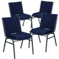 Flash Furniture – Chaise empilable robuste bleu marine à motifs à revêtement Hercules rembourrée de 3 po, 4/pqt-Ensemble de 4 chaises empilables polyvalentes