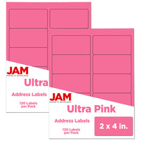 JAM Paper Étiquettes adresse pour le courrier, 2 x 4 po, rose rythmé, 240 par paquet-6 2/5 oz
