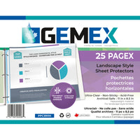 Gemex - Pochettes protectrices format paysage Pagex, Ultraclair, 11 x 8-1/2, 25 pqt-Ouverture horizontale sur le côté 11½ afin de faciliter l’utilisation