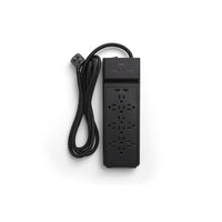 NXT Technologies - Limiteur de surtension NX54319-CA NX54319, 2 USB, 12 prises, 8 pi, 3900 Joules, noir-12 prises standard avec 2 ports USB-A (3,4 amp.)