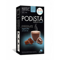 PODiSTA - Chocolat sans sucre - Compatibles Nespresso originales - paquet de 60-Chocolat chaud doux et crémeux sans sucre. Pour une texture encore plus crémeuse, infusez une tasse et ajoutez du lait vapeur ou moussé