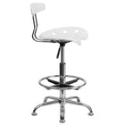 Flash Furniture - Tabouret de dessinateur éclatant de 30,5 po avec siège tracteur, blanc (LF215WHITE)-Siège de tracteur moulé pour confort