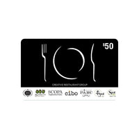 Creative Restaurant Group, carte-cadeau de 50 $-Les récompenses Air Miles ne s'appliquent pas sur l'achat de cartes-cadeaux.