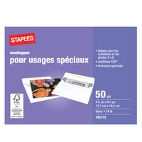 Staples Enveloppe photo, 4 x 6 po, 50/paquet-Protège vos photos pendant l’expédition