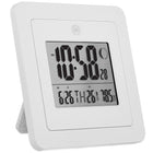 Marathon - Horloge numérique Cl030049bk, avec jour, date, numéro de semaine, température, alarme, phase lunaire, 8 x 8 x 1, blan-Blanc/plastique