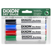 Dixon - Marqueurs effaçables à sec - pointe biseautée - couleurs assorties - paquet de 4-Marqueur effaçable à sec pour le marquage sur tableaux blancs