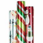 JAM Paper -  Emballage cadeau assorti - Papier d'emballage de Noël - 75 pieds carrés au total - Ensemble Jolly Winter - 3 rouleaux/paquet-La superficie parfaite pour emballer rapidement et facilement vos cadeaux