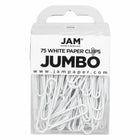 JAM PAPER - Trombone Geant Colore 2", Blanc, 3 Paquets de 75-Couleur blanche