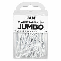 JAM PAPER - Trombone Geant Colore 2", Blanc, 3 Paquets de 75-Couleur blanche