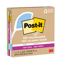 Post-it - Feuillets super collants - 4 po x 4 po - Collection Oasis - 70 feuilles/bloc - Paquet de 3, 210 feuilles-Utiliser pour les rappels sur les portes, les fenêtres et les murs