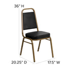 Flash Furniture – Chaise banquet empilable Hercules, dossier trapézoïdal, structure dorée et vinyle noir, 4/paquet-Mousse ignifuge CA117