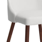 WHI - Chaise, Jeu de 2 en Similicuir et Métal - Blanc-Style moderne de mi-siècle, Cadre de siège courbé confortable en bois avec coussin de tissu rembourré, Pattes métalliques avec un fini noyer par transfert à chaud