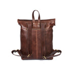 Tolredo Leather Backpack - Top-Roll - Walnut-Emplacement de rangement pour ranger un mobile, trois emplacements pour stylo et une poche zippée pour d'autres objets essentiels
