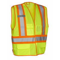 Forcefield - Gilet détachable Deluxe à 5 points, citron vert, grand / TG-Ruban rétroréfléchissant en configuration fluorescente contrastée de 4"