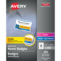 Étiquettes autocollantes pour porte-nom, impression laser et jet d’encre Avery, blanches, paquet de 400-Porte-nom flexible autocollant