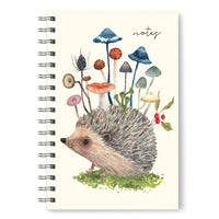 Studio Oh! - Hérisson et champignons Carnet à spirale de taille moyenne - 8.74" x 6.10" - Couleur assortie-160 pages
