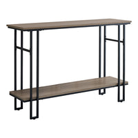 Monarch Specialties - 3577 Table D'Appoint - 48 po L/Console D'entrée Taupe/Noir-Table console à 2 niveaux avec un long dessus de table rectangulaire et une tablette inférieure dans une finition faux bois taupe foncé