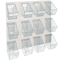 Azar - 12 Ensemble d'organisateurs d'accessoires de mur de Peg Mini Bucket - 24 po l x 24 po H - blanc-Vendu en multiples de: 4