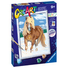 Ravensburger - CreArt Peinture par numéros le cheval royal série D-Bienfaits pédagogiques: CreArt améliore la coordination œil-main et les aptitudes cognitives, comme la résolution de problèmes et l'orientation spatiale. 