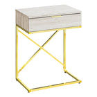 Monarch Specialties - 3473 Table D'Appoint - 24 po H/Marbre Beige/Metal Or-Dessus de table rectangulaire spacieux fini en marbre beige