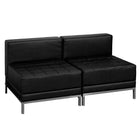 Flash Furniture – Ensemble de sièges Hercules Imagination avec 2 fauteuils de centre, noir-Revêtement en cuir souple noir