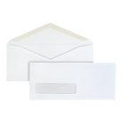Staples - Enveloppes n° 10 à fenêtre avec rabats gommés, 4 1/8 x 9 1/2 po, 24 lb, blanc, boîte de 500-Rabat pointu classique avec joint diagonal