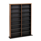Prepac - Étagère murale double largeur, cerisier et noir-14 tablettes réglables pouvant accueillir une variété de médias