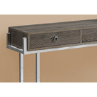Monarch Specialties - 3299 Table D'Appoint - 48 po L/Taupe Fonce/Metal Chrome-Base solide en métal chromé dans un style minimaliste