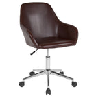 Flash Furniture – Fauteuil fonctionnel Cortana pour la maison et le bureau, dossier mi-hauteur, cuir brun (DS8012LBBRN)-Rembourrage LeatherSoft brun