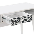 CorLiving - Acerra Table ou bureau d'entrée avec tiroir à motifs abstraits et cubes, blanc-L'intérieur des tiroirs est entièrement fini pour compléter le style